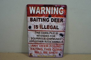 Vintage Style Metal Sign - Warning Baiting Deer Is Illegal