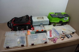 Assorted Fishing Tackle Boxes and Tackle