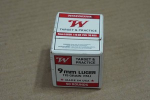 50 Winchester Target & Practice 9mm 115 Gr FMJ Ammo