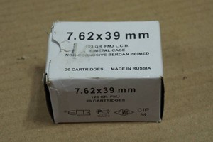 20 7.62 x 39mm 123 Gr FMJ Steel Case Ammo