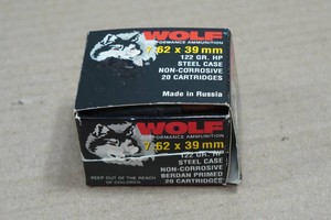 20 Wolf 7.62 x 39mm 122 Gr HP Steel Case Ammo