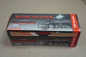 100 Winchester Universal 20 Ga 2-34 Lead 7.5 Shot Shotshells