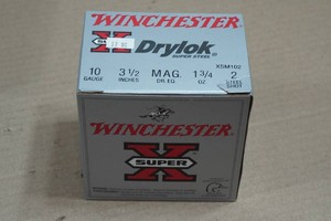 25 Winchester Super-X Drylok 10 Ga 3-12 Magnum Steel 2 Shot Shotshells