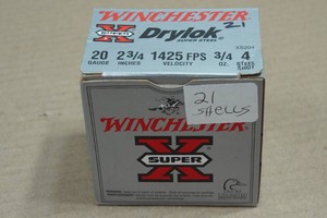 21 Winchester Super-X Drylok 20 Ga 2-34 Steel 4 Shot Shotshells