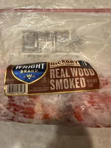 A. 3lbs Thick Cut Real Wood Smoked Bacon