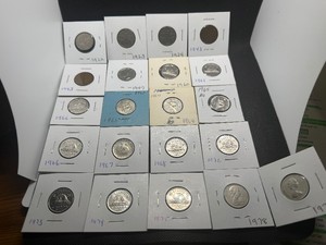 21 Mixed Date Canadian Nickels - Dates Ranging from 1922-1979