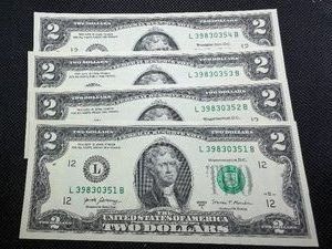 Four Sequential $2 Bills