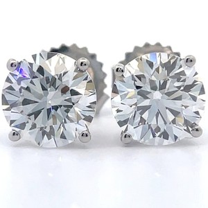 4 Carat Diamond Round Solitaire Stud Earrings in 14k White Gold; Retail $3,495 *VIDEO*