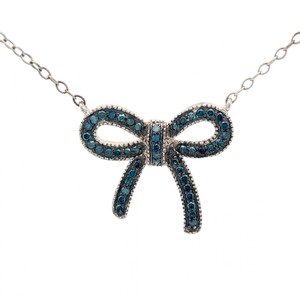 Natural Fancy Blue Diamond Ribbon Bow-Tie Necklace VIDEO