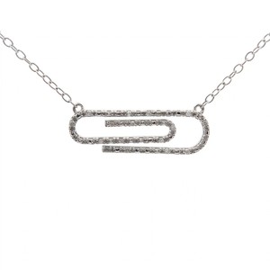 Pav Natural Diamond Paperclip Pendant Necklace VIDEO