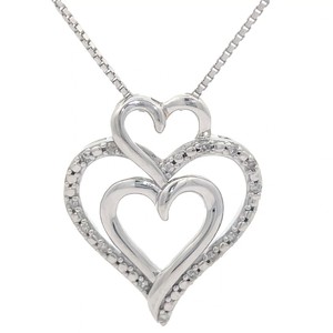 Pav Diamond Triple Heart Halo Pendant Necklace VIDEO