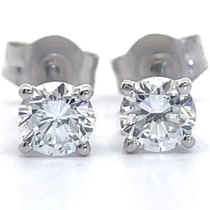 0.50 Carat Diamond Round Solitaire Stud Earrings in 14k White Gold VIDEO