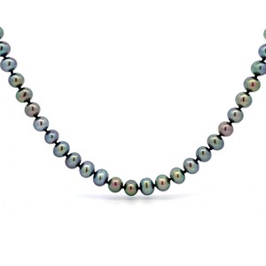 Cultured Green Blue Pearl Single Strand Necklace VIDEO