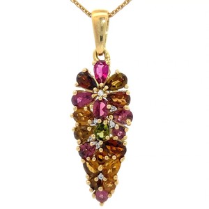 Multi-Colored Natural Tourmaline Cluster Leaf Pendant VIDEO