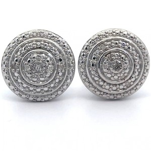 Natural Diamond Medallion Disc Stud Earrings VIDEO