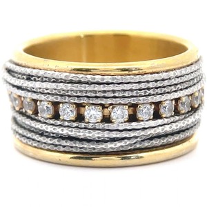 Made in Italy Cubic Zirconia Multi-Twisted Rope Two-Tone Gold Ring VIDEO