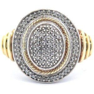 Pav Natural Diamond Oval Scalloped Two-Tone Ring VIDEO