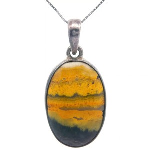 Natural Bumblebee Jasper Oval Cabochon Pendant VIDEO