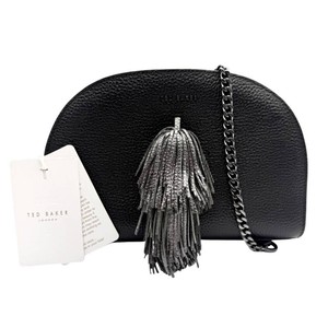 Ted Baker London Black Leather Tassel Chain Crossbody Bag