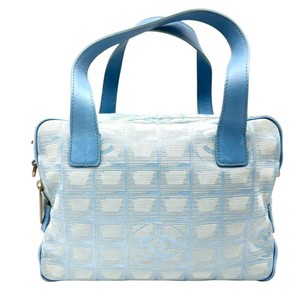 Chanel Travel Line Light Blue CC Logo Handbag Pre-Owned Retail $650