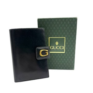 Vintage Gucci Black Leather G Clasp Wallet w Original Box Retail $650