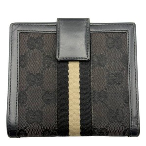 Gucci GG Monogram Canvas Web Stripe Compact Bifold Wallet Retail $495