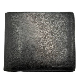 Burberry Black Leather Bifold Wallet w Signature Check Interior Retail $450