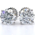 4 Carat Diamond Round Solitaire Stud Earrings in 14k White Gold; Retail $3,495 *VIDEO*