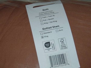 King - Clay BOKSER HOME French Linen Box Stitch Quilted Sham Set