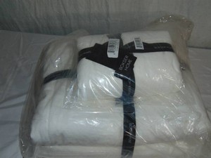 FullQueen White BOKSER HOME French Linen Box Stitch Quilt & Sham Set