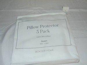 5 Pack Queen White BOKSER HOME Pillow Protector