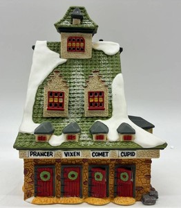 Department 56 North Pole Series Reindeer Barn & Sleigh Set