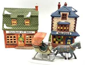 Department 56 Dickens Village Bakery, Tailors & Sleigh Set