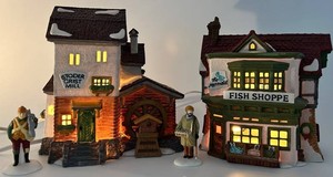 Department 56 Heritage Village Collection Stoder Mill, Fish Shoppe & Peddlers