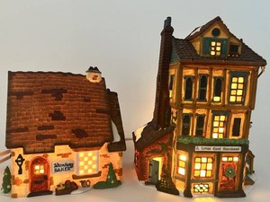 Department 56 Dickens Village Wrenbury Baker & Coal Merchant (Lot of 2)