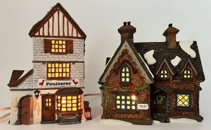 Department 56 Dickens Village Poulterer & Barmby Moor Cottage (Lot of 2)