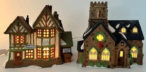 Heritage Village Dickens Village Porcelain Buildings - Lot of 2