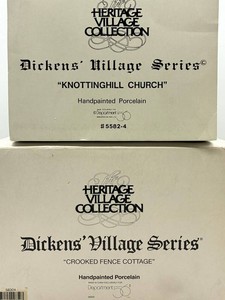 Department 56 Dickens Village Buildings - Knott Inghill Church & Crooked Fence Cottage (Lot of 2)