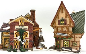 Department 56 Dickens Village Peales Foundry & Melancholy Tavern (Lot of 2)