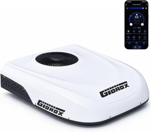 $950 10000 BTU 12V DC RV Air Conditioner with Heater - Battery Powered, Low Power Consumption, Ultra Quiet & Fast Cooling Upgraded Rooftop AC Unit with APP Remote for Camper Van and Truck