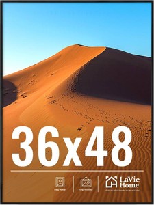 $130 LaVie Home 36x48 Picture Frame for Wall Display, 36x48 Black Picture Frame with HD Plexiglass, 36 x 48 Photo Frame 1 Pack, Display Frame for Vertical or Horizontal, Classic Collection