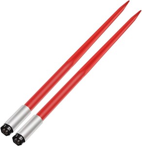 $153 VEVOR Pair Hay Spear 49 Bale Spear 3000 lbs Capacity, Bale Spike Quick Attach Square Hay Bale Spears 1 34, Red Coated Bale Forks, Bale Hay Spike with Hex Nut & Sleeve for Buckets Tractors Loaders
