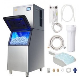 $1535 VEVOR Commercial Ice Maker, 360LBS/24H Ice Making Machine with 330.7LBS Large Storage Bin, 700W Auto Self-Cleaning Ice Maker Machine with 3.5-inch LED Panel for Bar Cafe Restaurant Business