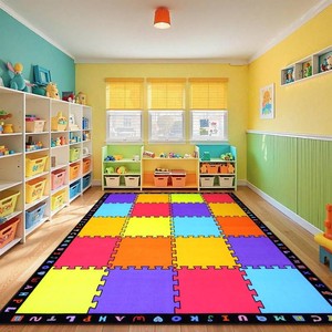 $166 LIVEBOX Classroom Rugs Elementary for Kids, Washable School Learning Area Rugs, Colorful Preschool Childrens Classroom Carpet Non-Slip Playroom Rug for Home Learning, 6x9(Seats-20)