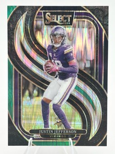 2024 Panini Prizm Justin Jefferson GreenPurple Shock Prizm #174 Football Card