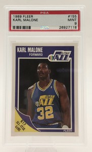 1989 Fleer Karl Malone #155 PSA 9 MINT Utah Jazz HOFer
