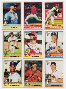 Lot of Nine 2026 Topps Heritage Baseball Cards Including Hunter Bigge RC #256, Hurston Waldrep RC #86, and More