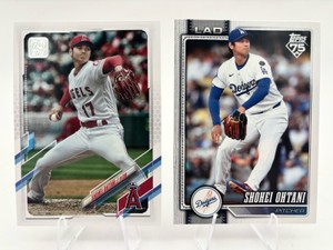 Lot of 2 Shohei Ohtani Baseball Cards Including 2026 Topps Series 2 #500 and 2021 Topps Series 1 #150