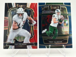 Lot of 2 Trey McBride Football Cards including 2022 Panini Select Draft Picks #96 and 2025 Panini Select Premier Level RedBlack Shock Prizm #124