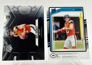 Lot of 2 Football Cards including 2024 Panini Donruss Bo Nix Rated Rookie #369 and 2024 Panini Mosaic NFL Debut Bo Nix RC #271